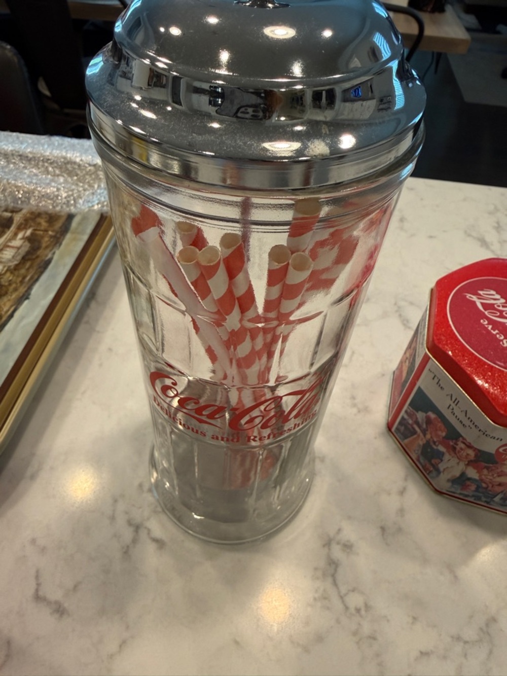 Coca Cola Straw Dispenser - Glass